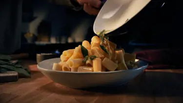 A plate of sage butter pasta