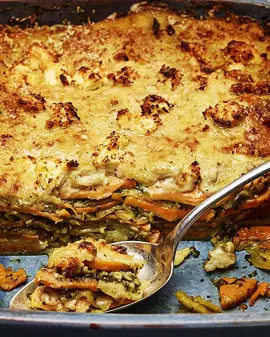 Pesto lasagne with sweet potato