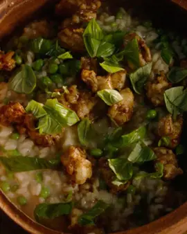 Risotto with Green Peas and prawns